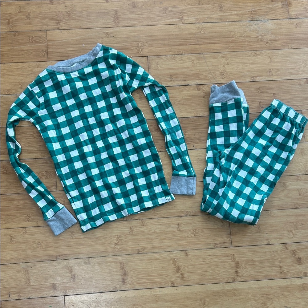 The Honest Company Green Checkered Kids Pajama Set